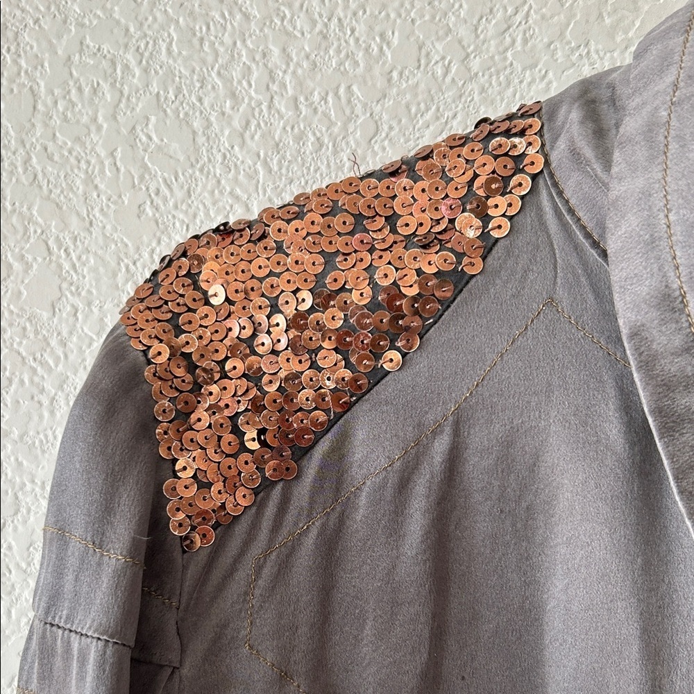 Da-Nang Silk Blouse with Copper Sequin Shoulders size S - Picture 4 of 11
